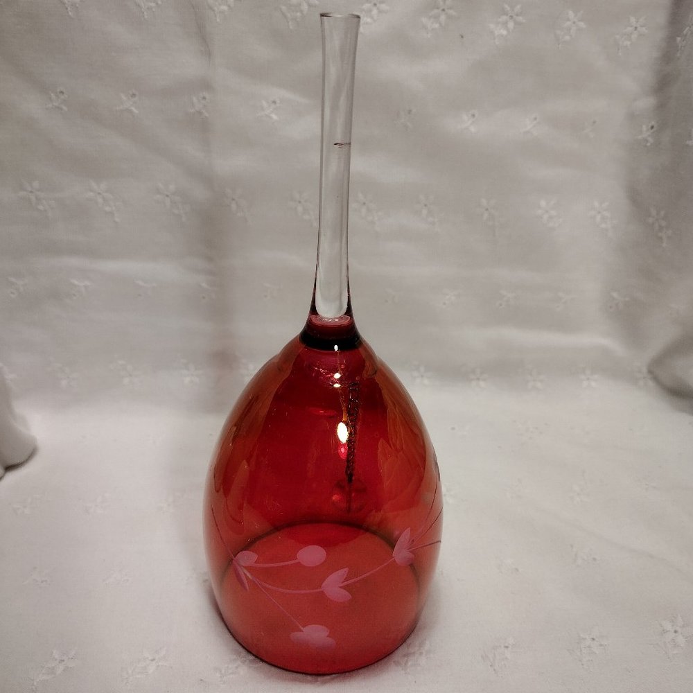 Etched Fuchsia Glass Bell